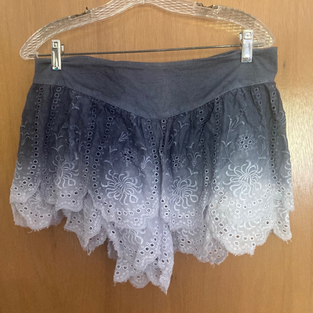 Free People Eyelet Ombré Tiered Shorts/Skirt